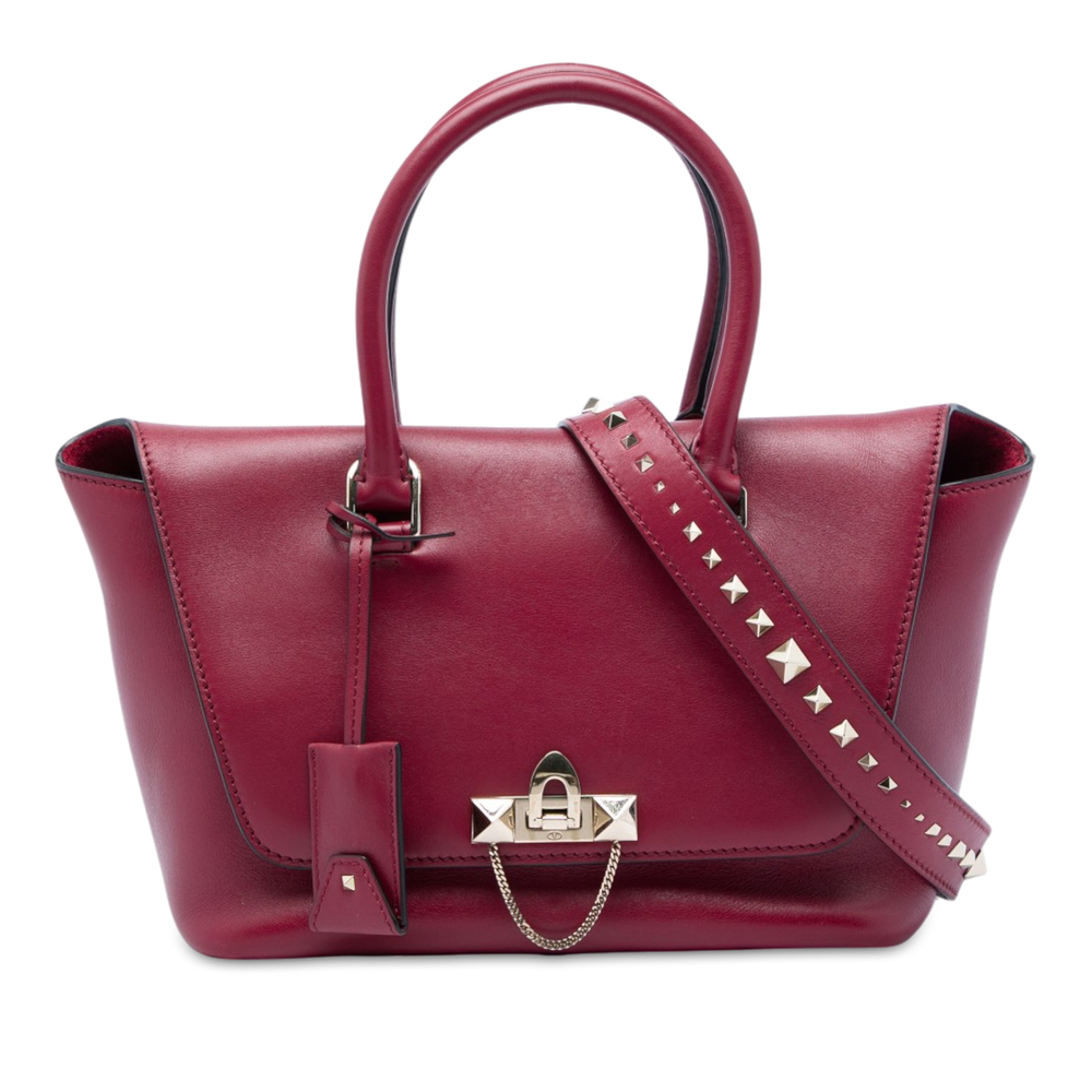 Pre-Loved Valentino Leather Rockstud Demilune Satchel